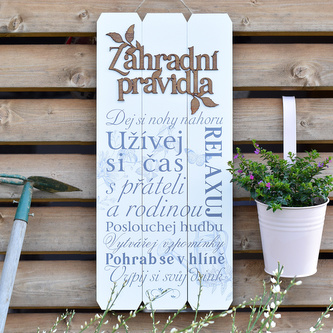 HOUSEDECOR XXL cedulka - Zahradní pravidla