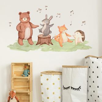 HOUSEDECOR Samolepka na zeď XL - Tanec se zvířátky