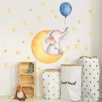 HOUSEDECOR Samolepka na zeď - Slůně a balónek