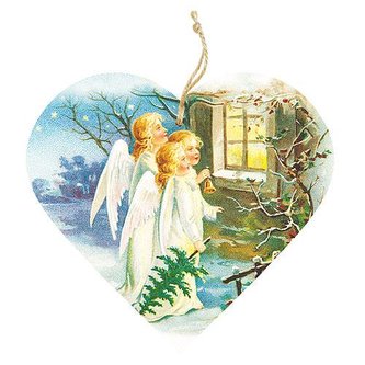 Bohemia Gifts Dekorační dřevěné srdce 13 cm – tři andělé