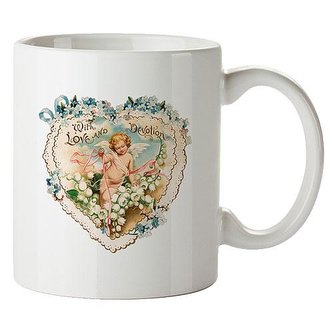 Bohemia Gifts Keramický hrnek s potiskem 350 ml - anděl a srdce