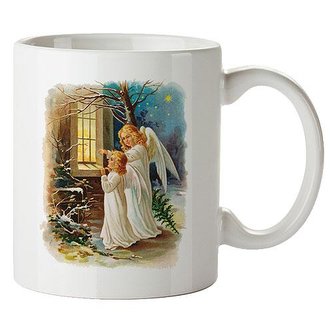 Bohemia Gifts Vánoční keramický hrnek 350 ml - andělé