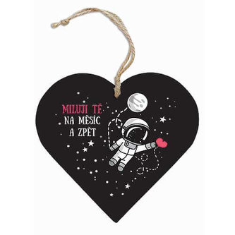 Bohemia Gifts Dekorační dřevěné srdce pro zamilované 12 cm - měsíc