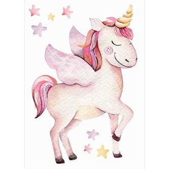 Bohemia Gifts Samolepka na zeď pro děti A2 - jednorožec a hvězdy Bohemia Gifts Samolepka na zeď pro děti A2 - jednorožec a hvězdy