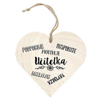 Bohemia Gifts Dekorační dřevěné srdce 12 cm pro paní učitelku