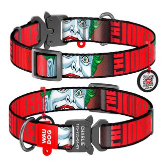 Obojek nylonový Waudog DC Joker red Fastex QR (24-40cm/2cm)