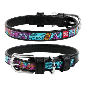 Obojek kožený Waudog Summer černý (30-39cm/2cm)