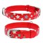 Obojek kožený Waudog Stars červený (30-39cm/2cm)