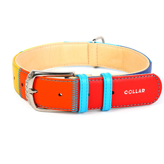 Obojek kožený Waudog Rainbow (30-39cm/2cm)