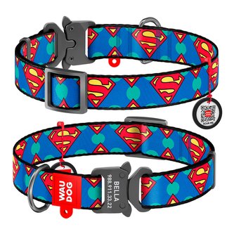 Obojek nylonový Waudog DC Superman Logo Fastex QR (24-40cm/2cm)