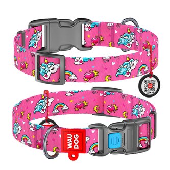 Obojek nylonový Waudog Jednorožec QR (24-40cm/2cm)