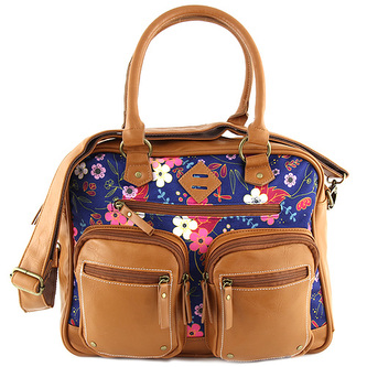 Taška přes rameno Target Marshmallow/barevné květy, hnědá koženka