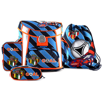 Školní aktovka set Goal modré proužky