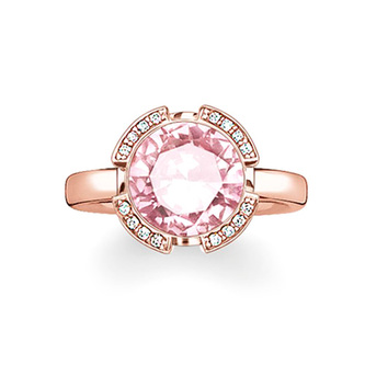 Prsten \"Růžový kámen\" Thomas Sabo TR2038-633-9-52, Sterling Silver, 925 Sterling silver, 18k r