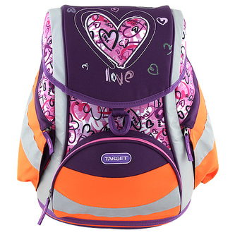 Školní aktovka Target Srdce - reflexní, fialová
