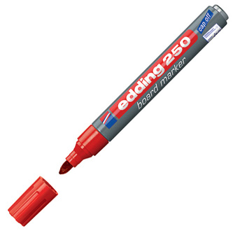 Popisovač na bílou tabuli a flipchart "250", červená, 1-3mm, kuželový hrot, EDDING