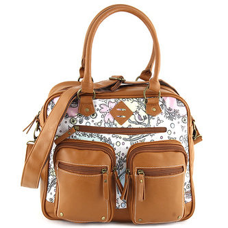 Taška přes rameno Target Marshmallow/květinový vzor, hnědá koženka