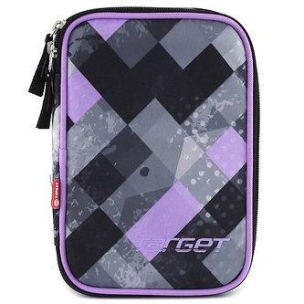 Školní penál s náplní Target jednopatrový, černo/fialový