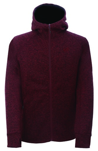 MOSSEN - pánská celorozepínací flatfleece mikina s kapucí - Wine red - XL