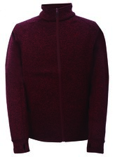 NOSSEN - pánská celorozepínací flatfleece mikina bez kapuce - Wine red - M