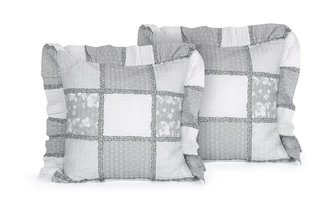 Povláček s volánem na zip - patchwork světle šedý - 40x40 cm