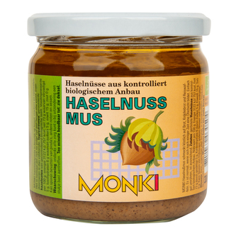 Krém z lískových oříšků s kousky 330 g BIO   MONKI