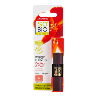 Rtěnka 02 corail lumiére  4,5 g BIO    SO’BiO étic
