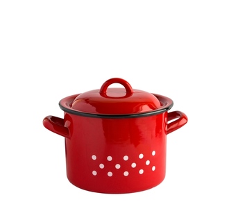 Hrnec s poklicí smalt červený/puntíky 18 cm 3,5 L
