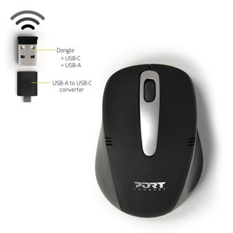 PORT CONNECT Sedona, bezdrátová myš, černá