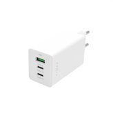 FIXED GaN nabíječ s USB a 2xUSB-C, PD, 65W, White