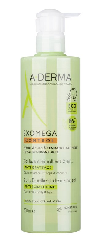 A-Derma Exomega Control Sprchový gel Emollient Cleansing Gel 2in1 500 ml pro děti