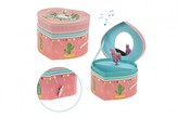 Hrací skříňka šperkovnice Lama natahovací karton srdce 12x8,5x11cm ve fólii