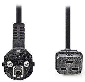 NEDIS napájecí kabel 230V/ přípojný 10A/ konektor IEC-320-C19/ úhlová zástrčka Schuko/ černý/ 2m