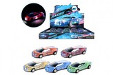 Auto sportovní plast 16cm na setrvačník na baterie se světlem se zvukem 5 barev  10ks v boxu
