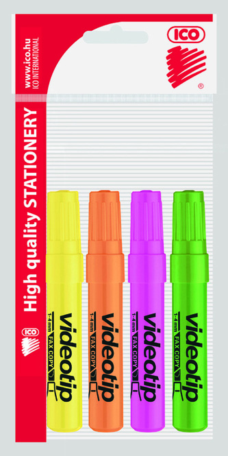 Zvýrazňovač "Videotip", 4 barvy, 1-4mm, ICO