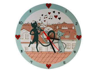 Hodiny ker. 20 cm, kočky ve městě