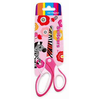 Školní nůžky KEYROAD Tattoo, 18cm, Zebra, blistr