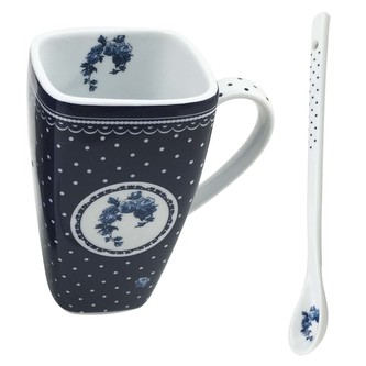 Home Elements porcelánový hrnek Elegant blue 600 ml - bílé tečky
