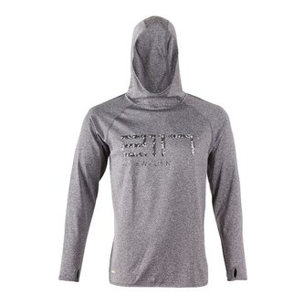 JÖRN - pánský eco top s dl.rukávem a kapucí černý melír - 3XL