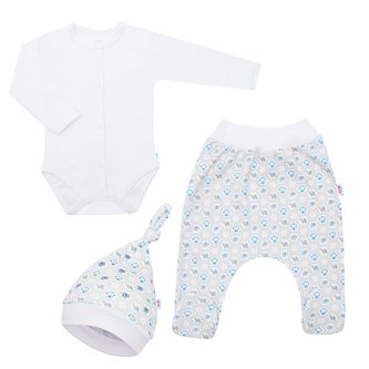 3-dílná bavlněná kojenecká souprava New Baby Kiddy bílo-modrá - velikost 68 (4-6m)