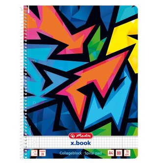 Herlitz - Spirálový blok A4/80 listů, čtvereček, Neon Art