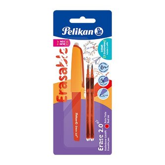 Pelikan - Gumovací pero Pelikan červené + 2ks náplně