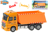 Auto stavební 17cm kov na zpětný chod na baterie se světlem a zvukem v krabičce