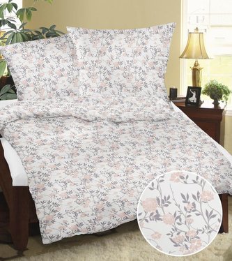 Povlečení krepové - růžovošedá květinka - 140x200,70x90 cm