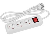 přívod prodlužovací 3m, 3 zásuvky s vypínačem