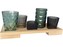 svícen 28x11cm dřevěný + 5 x svícen sklo