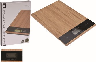 váha kuchyňská plochá 5kg digitální, bambus