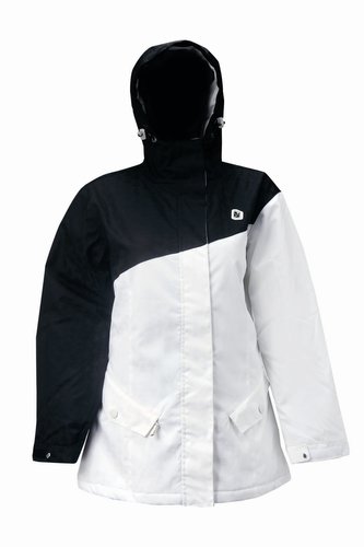 DROMMEN - dámská zimní lyžařská bunda s kapucí - černo- bílá - 34