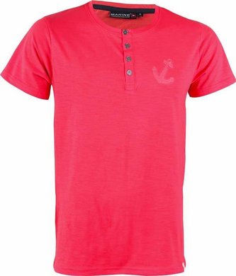 MARINE -pánské triko s knofl. - červené - L