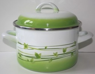 Hrnec smalt 4 l s poklicí dekor lístků 20 cm